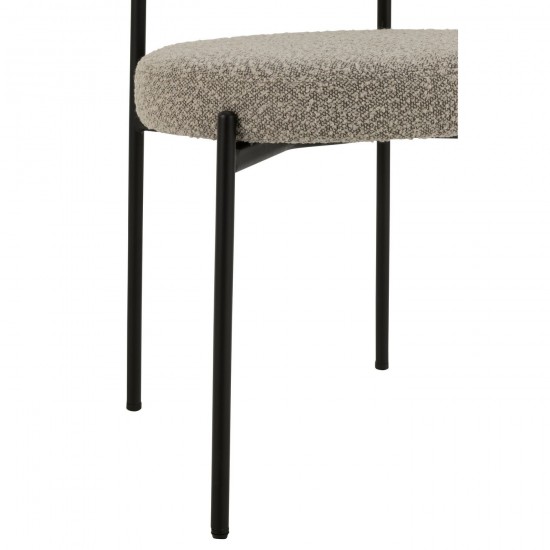 J Line Chair Boucle Plywood Polyester Grey Black dining chairs.