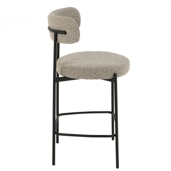 J Line chaises tabourets de bar Jolipa Chaise De Bar Boucle Contreplaque Polyester Gris Noir.