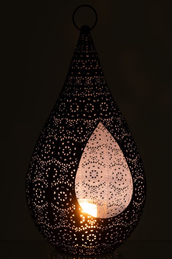 J Line photophores Jolipa Photophore Drop Metal Verre Bleu Large.