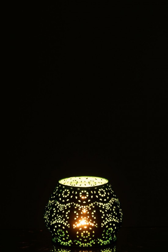 J Line photophores Jolipa Photophore Cylindre Metal Verre Cyan Small.