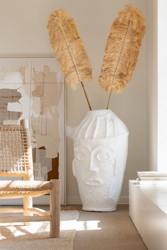 Jline Maceta Caja Papel Maché Blanca.