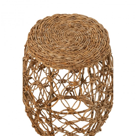 J Line tables d appoint bouts de canapé Jolipa Table D Appoint Baril Fer Feuille De Bananier Naturel.