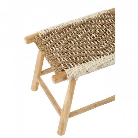 J Line Stool Waverly Teak Wood Seagrass Natural White hassocks footstools.