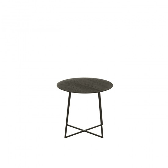 J Line tables de salon basse Jolipa Table Basse Rond Bois Teck Metal Noir.