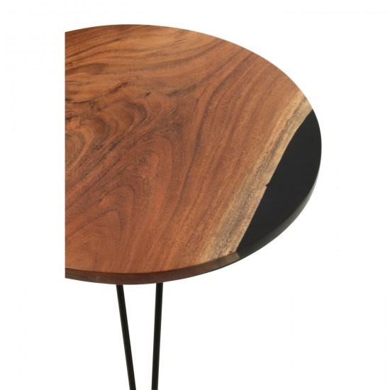 J Line tables d appoint bouts de canapé Jolipa Table D Appoint Rond Bois D Acacia Resine Naturel Noir.