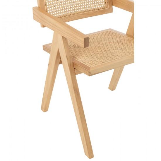 J Line Chair Grid Ash Wood Rattan Natural dining chairs.