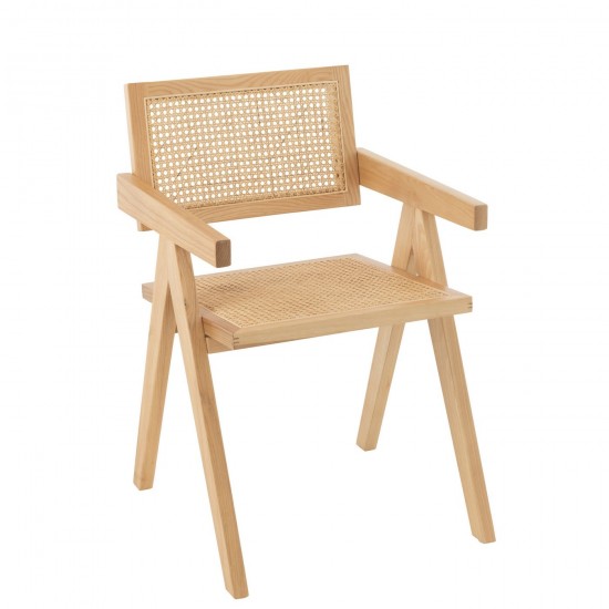J Line Stoel Rooster Essenhout Rattan Naturel stoelen eetkamerstoelen eethoekstoelen eettafelstoelen eetstoelen JO51013.