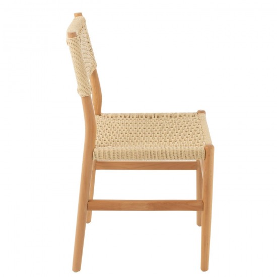 J Line chaises de repas Jolipa Chaise Lap Bois De Hetre Corde Naturel.