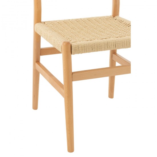 J Line Chair Lap Beech Wood Rope Natural dining chairs.