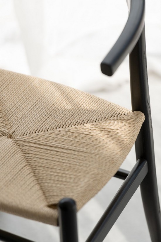 J Line Sedia Toon Legno Di Faggio Corda Nero Silla Toon Madera De Haya Cuerda Negra.