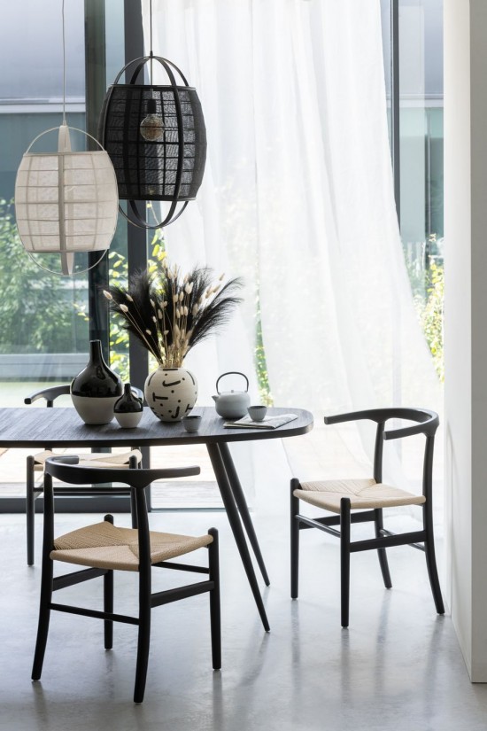 JLine J Line Stoel Toon Beukenhout Touw Zwart stoelen eetkamerstoelen eethoekstoelen eettafelstoelen eetstoelen.