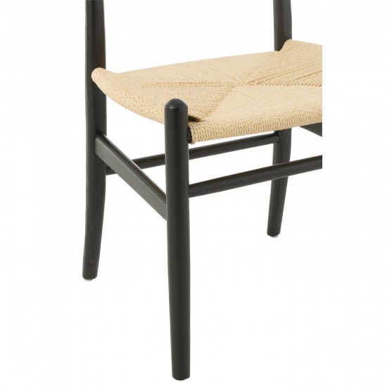 J Line Chair Toon Beech Wood Rope Black dining chairs.