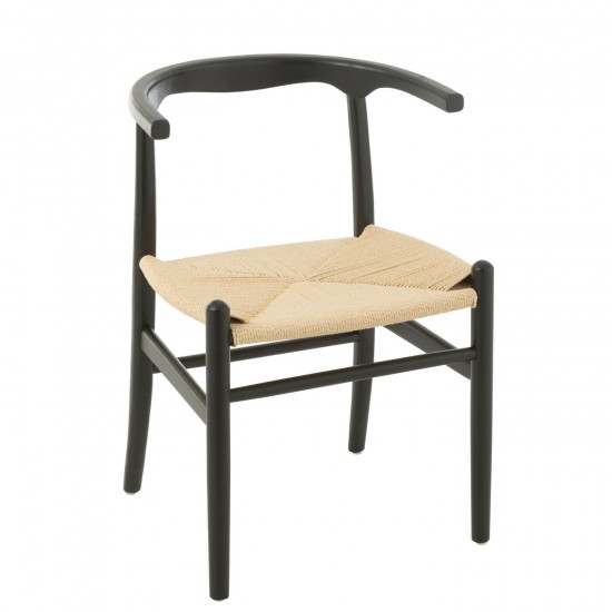 J Line Stoel Toon Beukenhout Touw Zwart stoelen eetkamerstoelen eethoekstoelen eettafelstoelen eetstoelen JO51016.