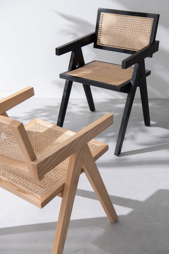 JLine J Line Stoel Rooster Essenhout Rattan Zwart stoelen eetkamerstoelen eethoekstoelen eettafelstoelen eetstoelen.