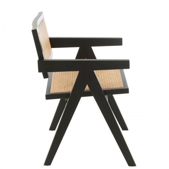 J Line chaises de repas Jolipa Chaise Grid Bois De Frene Rotin Noir.
