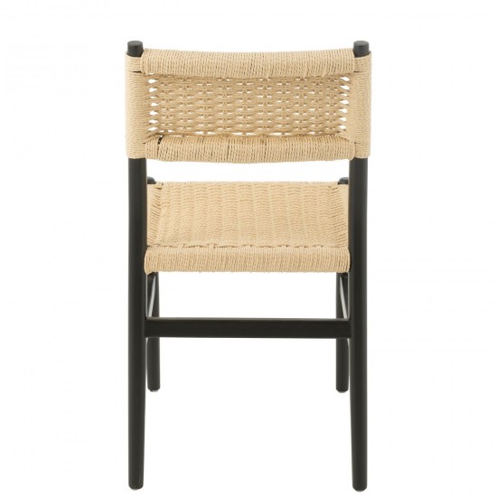 Jline Chair Lap Beukenhout Touw Zwart.