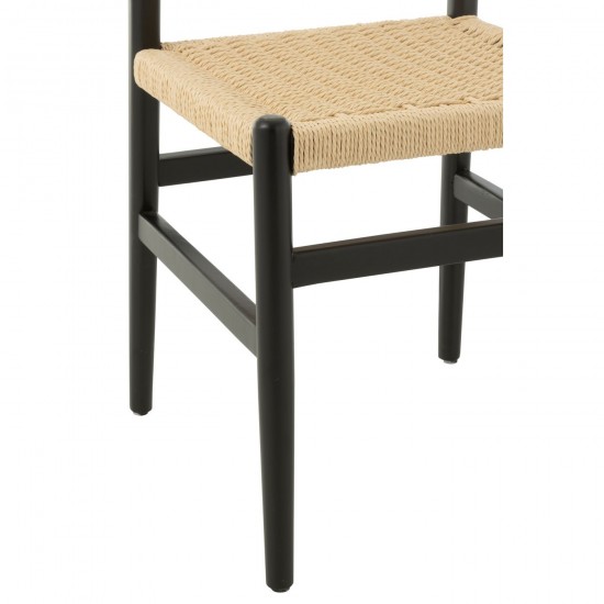 J Line Chair Lap Beech Wood Rope Black dining chairs.