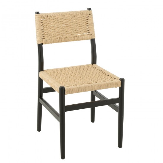 J Line Chair Lap Beukenhout Touw Zwart stoelen eetkamerstoelen eethoekstoelen eettafelstoelen eetstoelen JO51018.