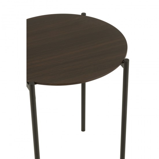 J Line Set Of 2 Side Tables Round Mdf Metal Dark Brown nested side tables sidetables.
