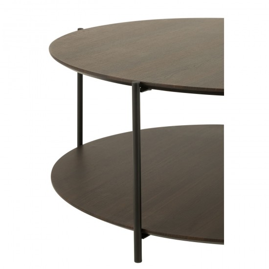 J Line tables de salon basse Jolipa Table De Salon Rond Mdf Metal Marron Fonce Small.