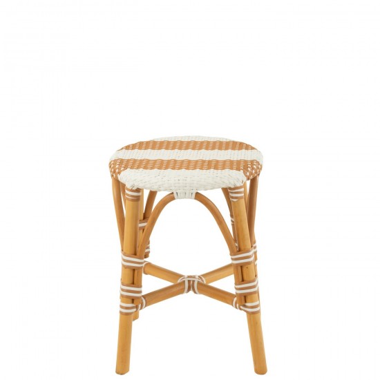 J Line tabourets ronds Jolipa Tabouret Live Rotin Plastique Naturel Blanc.