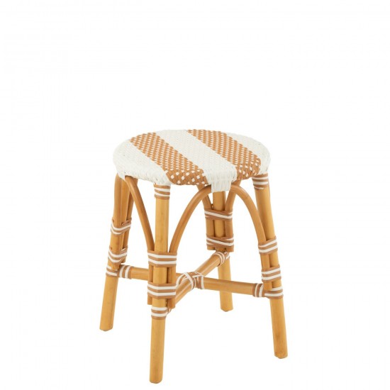 J Line Kruk Live Rattan Kunststof Naturel Wit landelijke krukjes krukken taboeretten tabouretten JO51099.