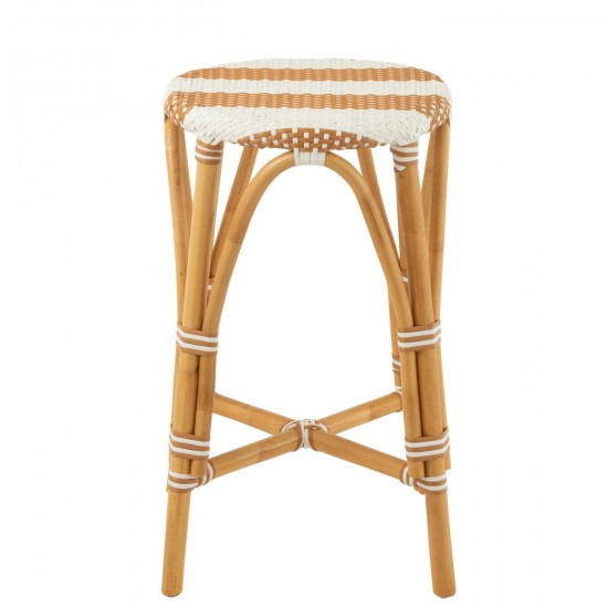 J Line chaises tabourets de bar Jolipa Tabouret De Bar Live Rotin Plastique Naturel Blanc.