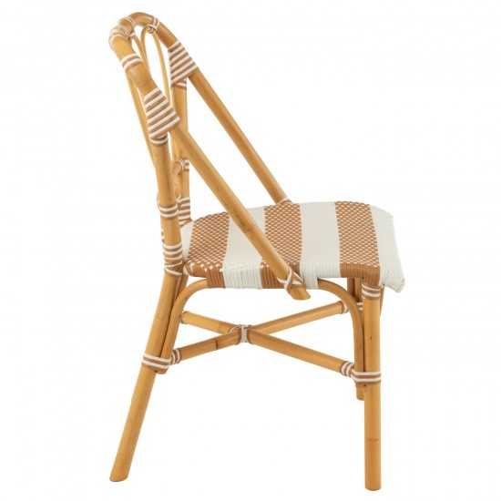 J Line chaises de repas Jolipa Chaise Live Rotin Plastique Naturel Blanc.