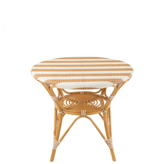 J Line tables a manger de repas Jolipa Table Live Rotin Plastique Naturel Blanc.