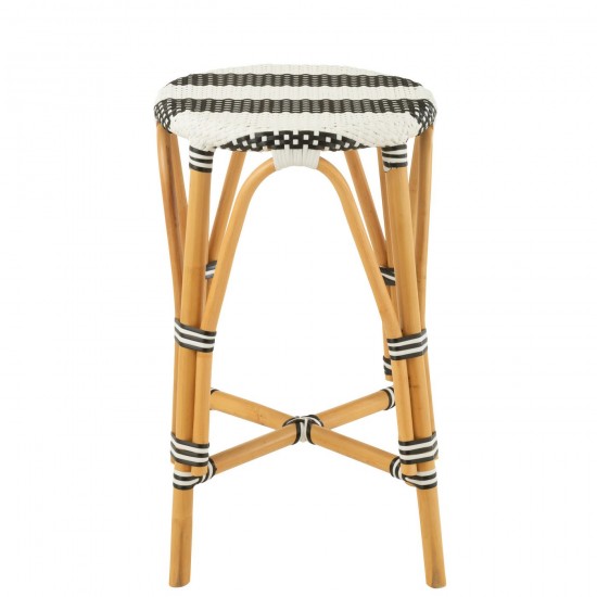 J Line chaises tabourets de bar Jolipa Tabouret De Bar Live Rotin Plastique Naturel Noir.