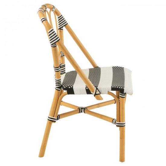 J Line chaises de repas Jolipa Chaise Live Rotin Plastique Naturel Noir.