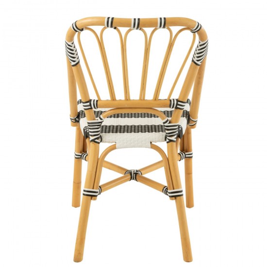 Jline Stoel Live Rattan Kunststof Naturel Zwart.