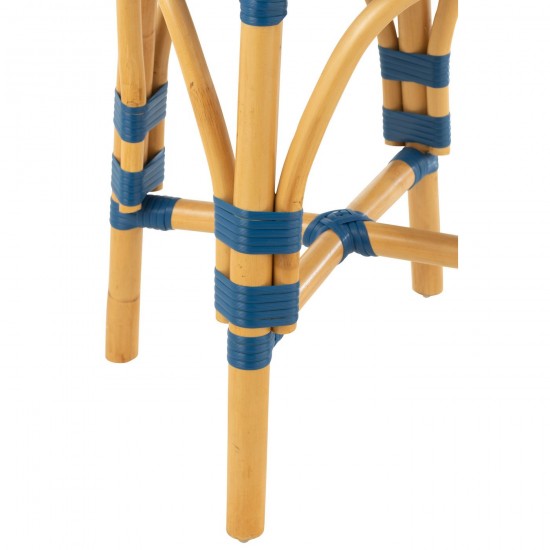 J Line tabourets ronds Jolipa Tabouret Live Rotin Plastique Naturel Bleu.