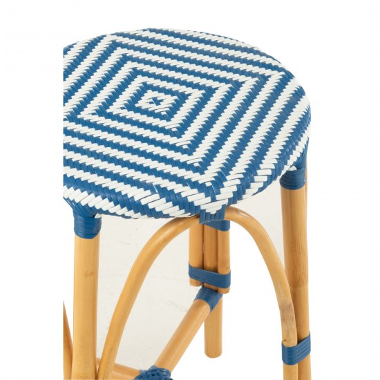 Jline Barkruk Live Rattan Kunststof Naturel Blauw.