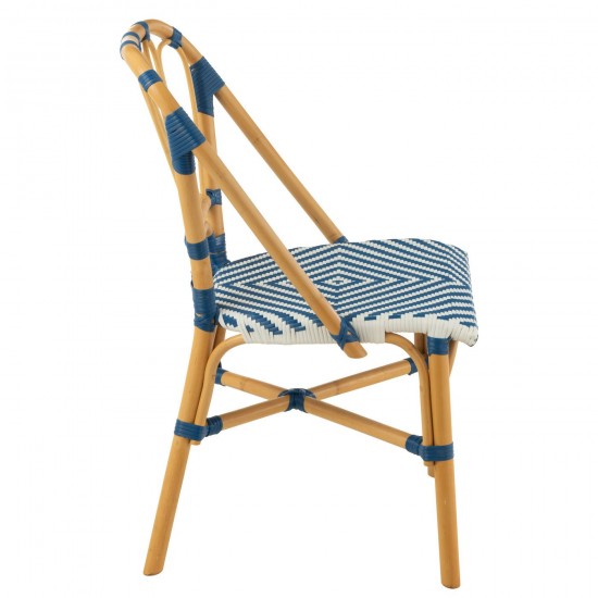 J Line chaises de repas Jolipa Chaise Live Rotin Plastique Naturel Bleu.