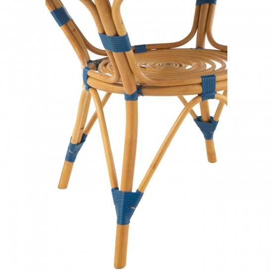 J Line tables a manger de repas Jolipa Table Live Rotin Plastique Naturel Bleu.