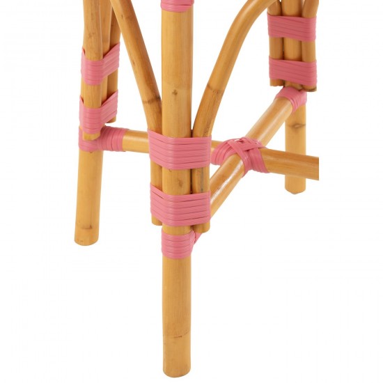 J Line tabourets ronds Jolipa Tabouret Live Rotin Plastique Naturel Rose.