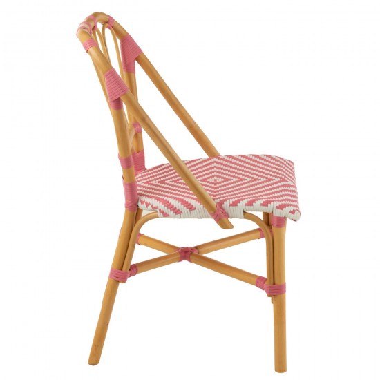 J Line chaises de repas Jolipa Chaise Live Rotin Plastique Naturel Rose.