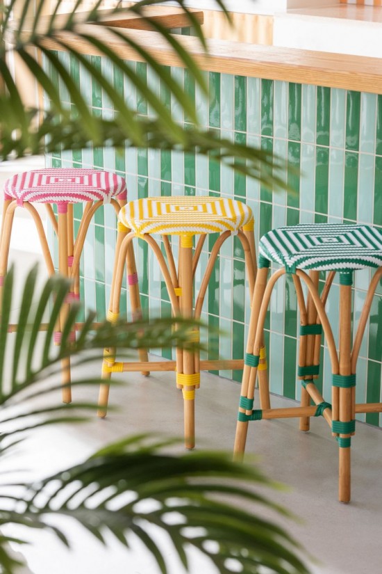 J Line Sgabello Live Rattan Plastica Naturale Giallo.