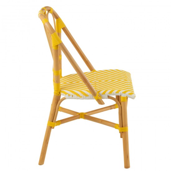 J Line chaises de repas Jolipa Chaise Live Rotin Plastique Naturel Jaune.
