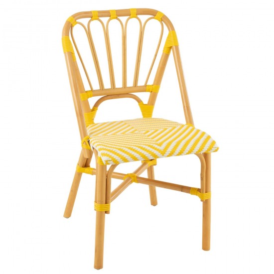 J Line Stoel Live Rattan Kunststof Naturel Geel stoelen eetkamerstoelen eethoekstoelen eettafelstoelen eetstoelen JO51121.