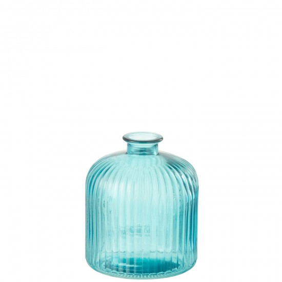 J Line Vase Bottle Stripe Glass Aqua Small grote vazen Grote vaas Hoge vazen Hoge vaas JO51208.