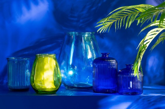 Jline Vase Stripe Glass Blue.