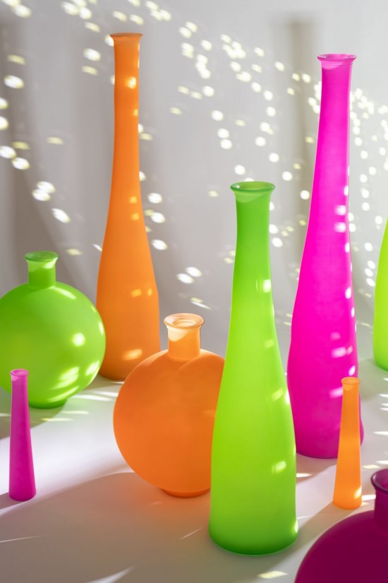 Jline Vase Bottle Glass Neon Green Small.