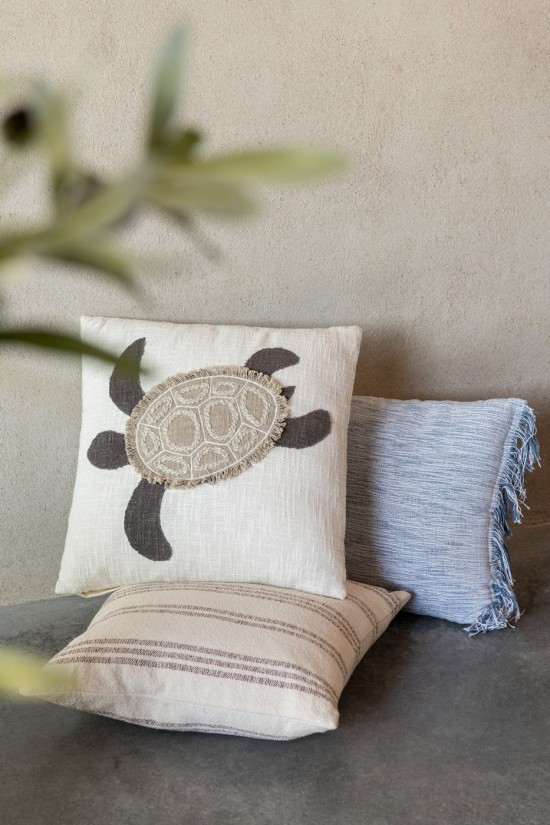 Jline Cushion Stripe Recycled Cotton White Brown Assortment Of 2.