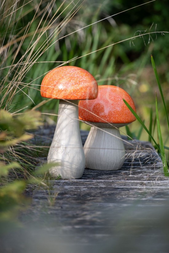 Jline Set Of 2 Mushrooms Outdoor Mgo Orange.