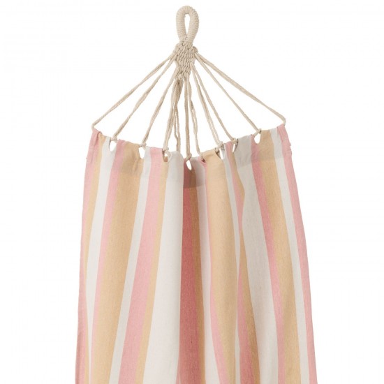 J Line hamacs avec corde Jolipa Hamac Rayures Coton Polyester Blanc Beige Rose.