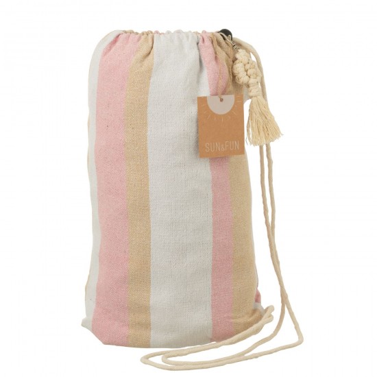 Jline Hangmat Strepen Katoen Polyester Wit Beige Licht Roze.