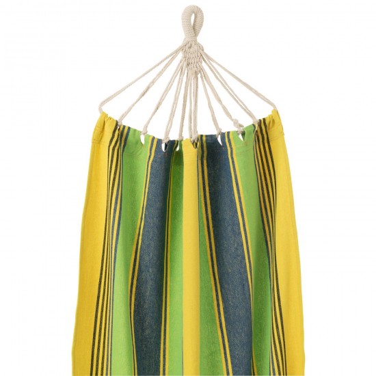 J Line hamacs avec corde Jolipa Hamac Rayures Cotton Polyester Vert Jaune Bleu.