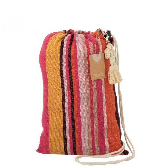 Jline Hangmat Strepen Katoen Polyester Felroze Mix.